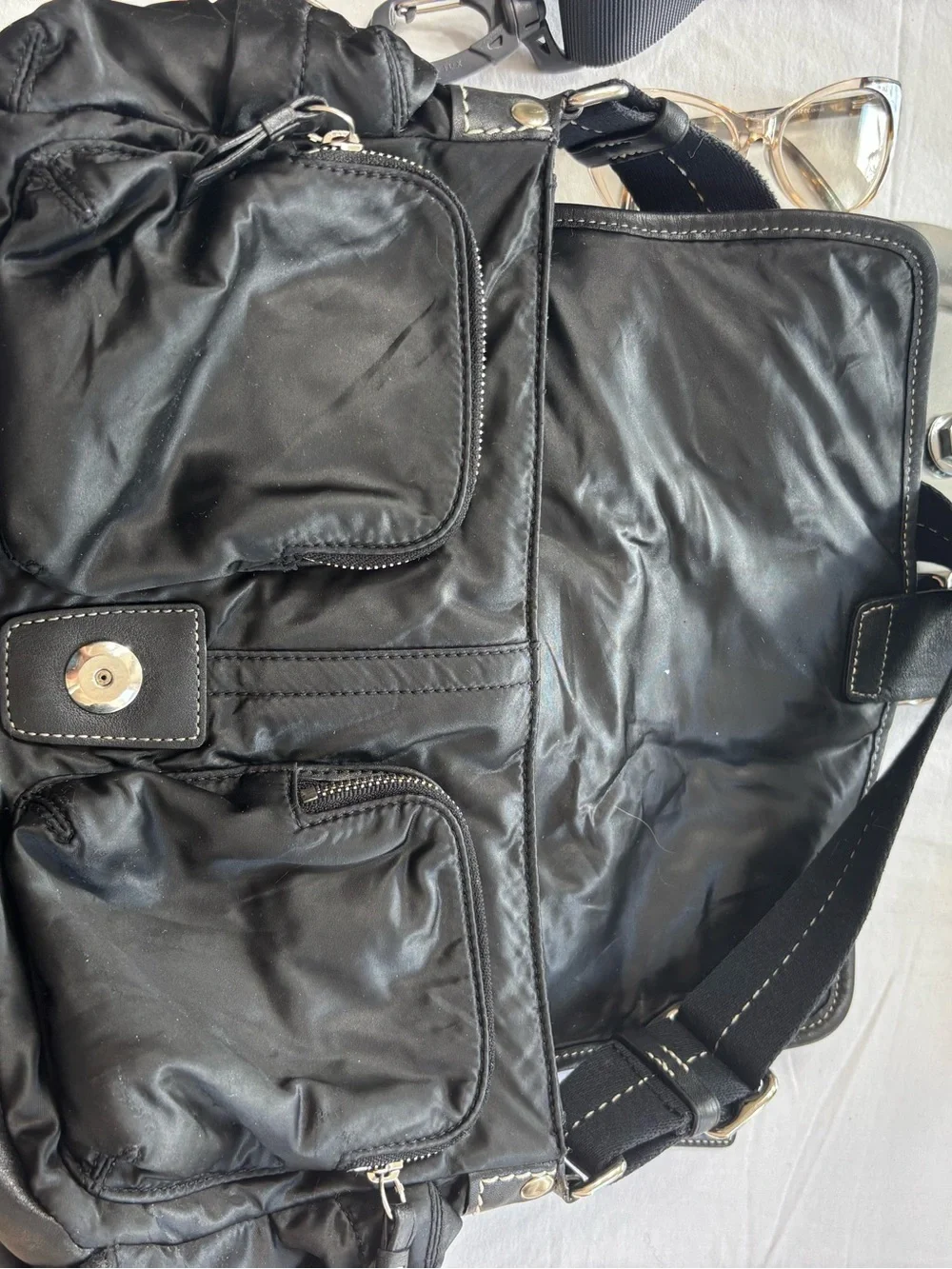 Vintage Coach Black Goth Punk Aesthetic Crossbody with Bright Blue Interior - Picture 13 of 15